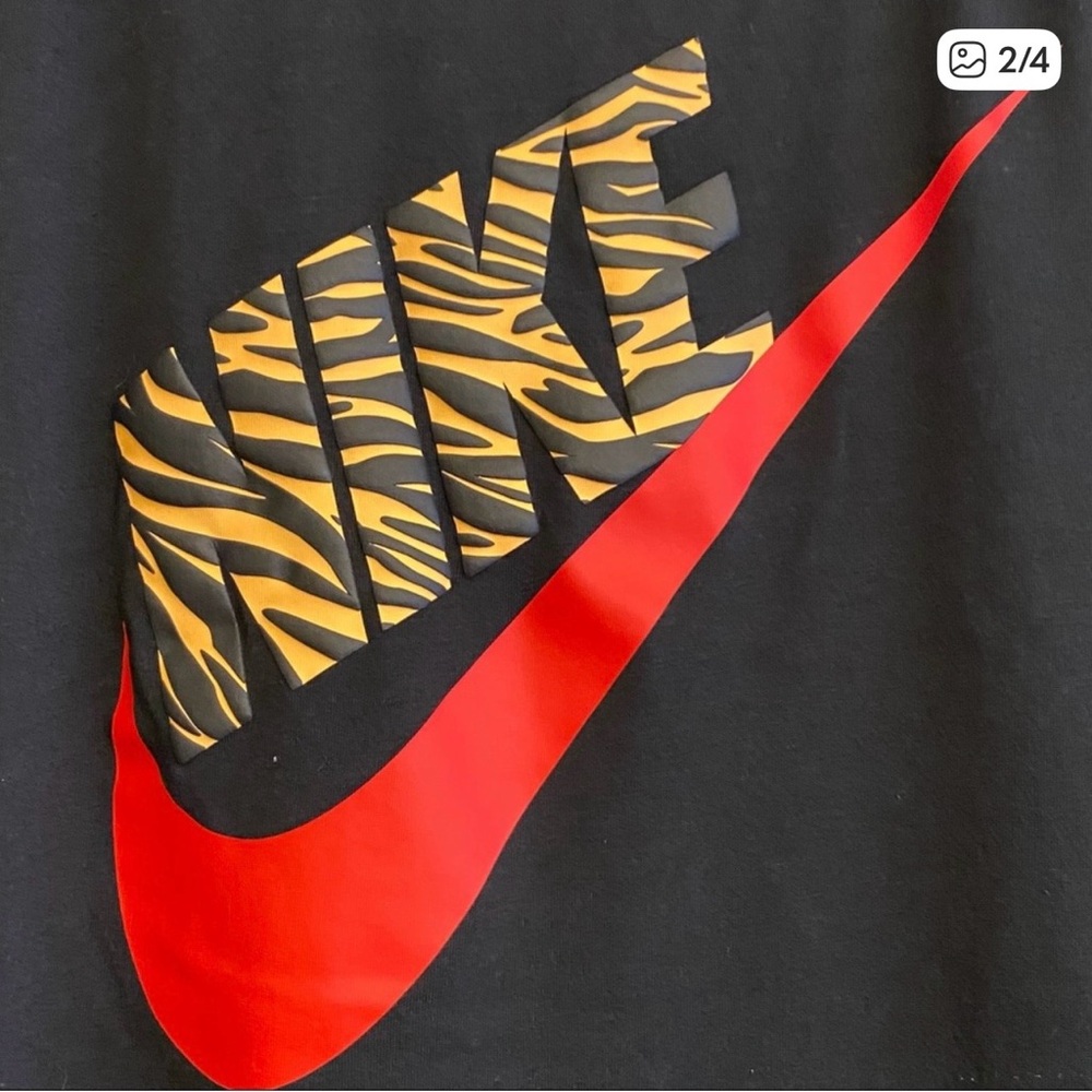NIKE Tee Shirt 2XL Black cheetah Animal print logo. Stretchy and Comfortable! - Picture 2 of 3